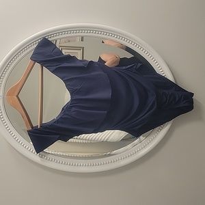 LaBlanca Island Goddess Off-The-Shoulder Ruffled Tummy Control One Piece Indigo